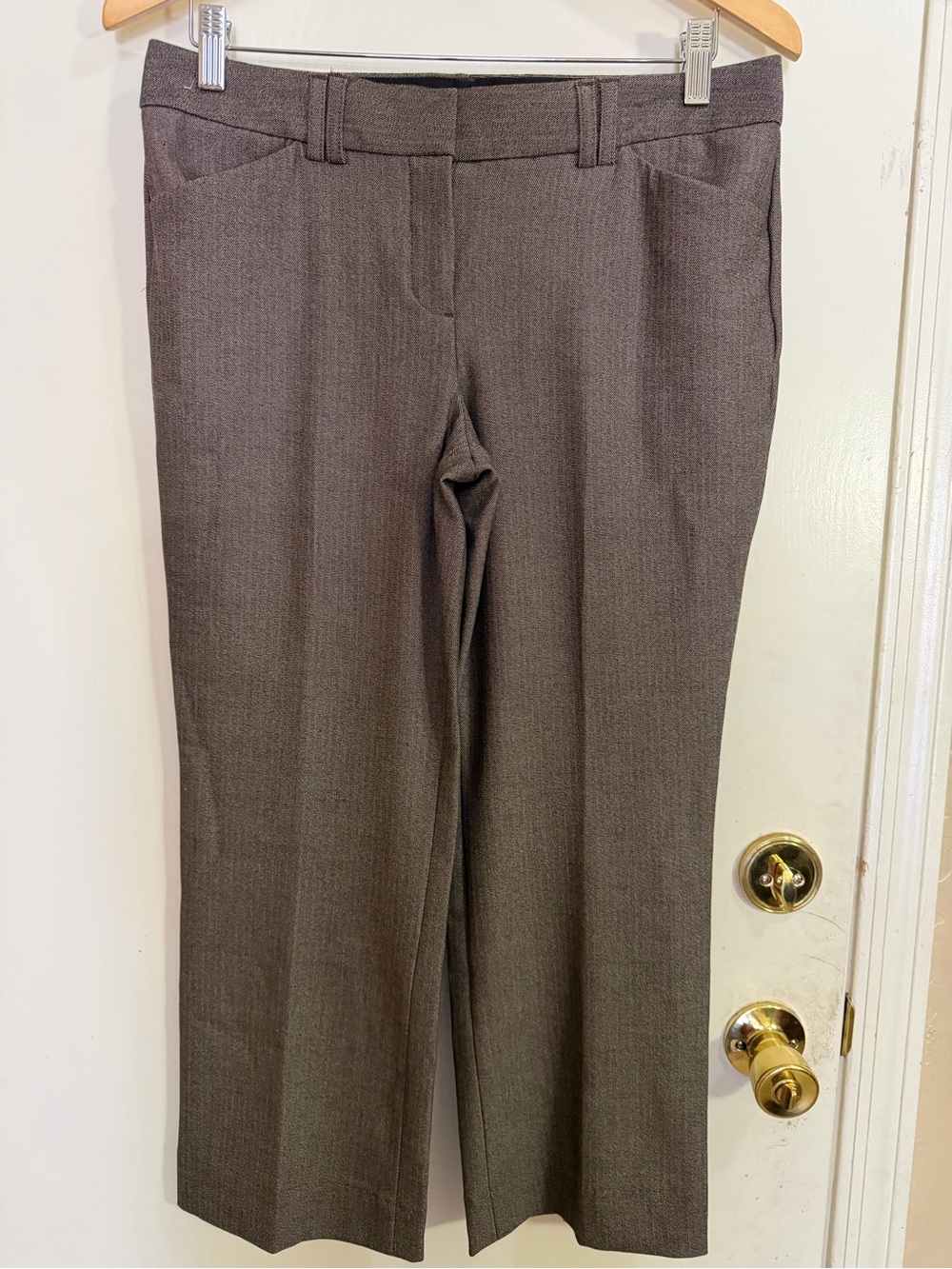 Express Editor Women's Gray-Brown Straight-Leg Dress Pants (201)